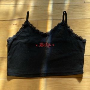 ❤️ Baby Heart Lacey Black Cropped Tank